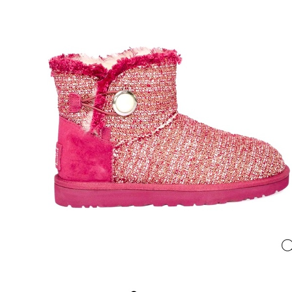 Ugg Australia Women's Mini Bailey Button Fancy Boots Size 7 - Picture 1 of 11